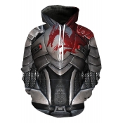 Unique Armour Dragon 3D Pattern Long Sleeve Casual Loose Pullover Black Hoodie