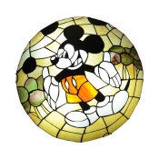 Multi-Color Cartoon Mouse Ceiling Light Cartoon Stained Glass Flush Light for Living Room