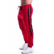 Men's Basic Fashion Stripe Side Zipped Pocket Rivet Embellished Drawstring Waist Casual Sweatpants