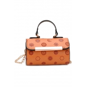 Popular Fashion Printed Mini PU Leather Round Satchel Bag with Chain Strap for Kids 13*8*7 CM