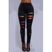 Women's New Stylish Fashion Distressed Ripped Hole Super Skinny Fit Jeans