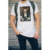 Summer Popular Short Sleeve Round Neck Pig Printed Funny T-Shirt for Men