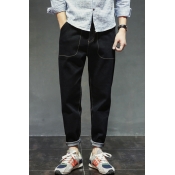 Men's Fashion Retro Solid Color Casual Relaxed Fit Tapered Jeans