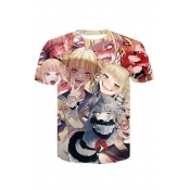 Summer Fashion 3D Comic Anime Character Printed Short Sleeve Round Neck T-Shirt