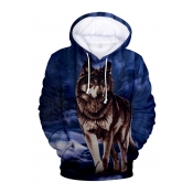 Hot Fashion Cool Wolf 3D Printed Drawstring Hooded Long Sleeve Loose Hoodie