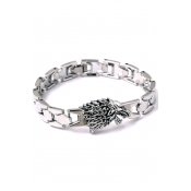 Popular Game of Thrones Wolf Head Logo Alloy Silver Bracelet