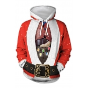 New Fashion Christmas Printed Red Long Sleeve Loose Pullover Hoodie