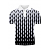 Mens New Trendy Classic Plaid Pattern Short Sleeve Lapel Collar Polo Shirt