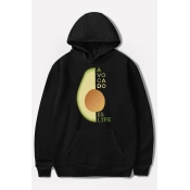 New Popular AVOCADO IS LIFE Letter Avocado Pattern Long Sleeve Pullover Hoodie With Pocket