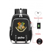 Fashion Harry Potter Hogwarts Logo Print USB Charge School Bag Backpack 30*15*44cm