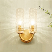Brass Sconce Wall Lights Modern Metal 2 Heads Cylindrical Wall Sconce Lighting for Living Room