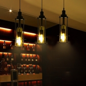 Wine Bottle Ceiling Pendant Lights Modern Glass and Iron 1 Head Hanging Pendant Lights for Bar