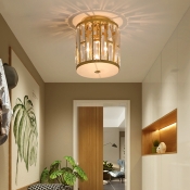 Gold Cylinder Ceiling Lights Modern Crystal Metal Ceiling Light Fixture for Hallway and Foyer