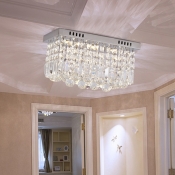 Silver Crystal Ball Ceiling Light Fixture Contemporary Square Ceiling Light Fixtures for Corridor