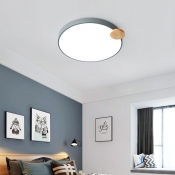 Gray/White Circular Flush Mount Light Contemporary Metal LED Flush Ceiling Light for Bedroom, 12