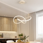 Spiral Hanging Ceiling Light Minimalist Metal Led Pendant Lighting in Brown/White