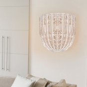 Bowl Wall Lamp with Clear Crystal Shade 1 Light Traditional Wall Mounted Lighting for Bedroom