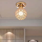 Crystal Circle Ceiling Fixture Modern Design Metal 1 Head Global Lighting Fixture for Bedroom