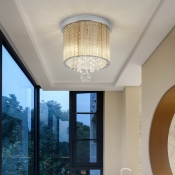 Glass Strip Flush Mount Light Contemporary Crystal Metal Cylinder Flushmount Ceiling Fixture for Balcony