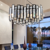 Black Heart Hanging Ceiling Light Modernism Metal 6 Bulbs Pendant Lamp with Clear Crystal Block