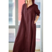Womens Casual Plus Size Solid Color Cotton Maxi Loose Hooded Dress
