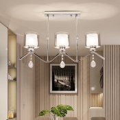 Linear Chandelier Lighting with Drum Clear Glass Shade Modern Triple Light Hanging Light in Chrome