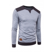 Fashion Colorblocked Panel Shoulder Long Sleeve Slim Fit Sweatshirt