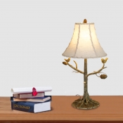 Empire Shade Table Light with Bird White Beige Shade Countryside Standing Table Lighting