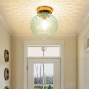 Pink/Yellow/Blue/Clear Glass Flush Mount Ceiling Light with Globe Shade Minimalism 1 Light Foyer Ceiling Mounted Fixture
