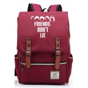 Unisex Chic Letter FRIEND DON'T LIE Graphic Printed Zipper Placket Backpack School Bag