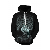 Unisex Fashion Cool 3D Skeleton AVO NICE DAY Printed Long Sleeve Loose Drawstring Hoodie
