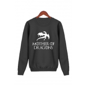 Unisex Popular Letter MOTHER OF DRAGON Printed Long Sleeve Casual Pullover Sweatshirt