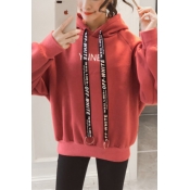 Harajuku Style Letter Print Long Sleeve Loose Casual Thick Hooded Hoodie for Girl