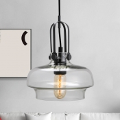 Clear Glass Jar Ceiling Light Contemporary 1 Bulb Hanging Lamp Kit for Living Room