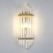 Crystal Pipe Flush Wall Sconce Mid Century 1 Light Wall Light Sconce in Clear for Living Room