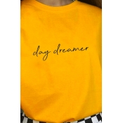 Unique Letter DAY DREAMER Printed Short Sleeves Crewneck Summer T-Shirt