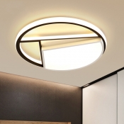 Round Acrylic Ceiling Light Modern Black-White LED Flush Mount Lighting, 16