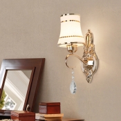 Gold Bell Wall Mount Light Fixture Traditional Crystal 1 Head Bathroom Wall Sconce Lighting