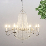 Silver 6 Lights Chandelier Light Fixture Countryside Crystal Candlestick Ceiling Hang Fixture