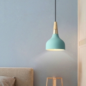 Domed Shaped Pendant Lamp Modern Style Metal 1 Light Dining Room Hanging Lamp Kit in Blue