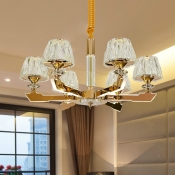 Sputnik Crystal Block Suspension Light Postmodern 6/8/12 Heads Living Room Hanging Chandelier in Gold