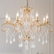 6/8 Lights Ceiling Chandelier Candlestick Crystal Hanging Pendant in Gold for Dining Room