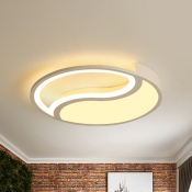 Circle Acrylic Ceiling Lamp Simple Style White LED Flush Mount Lighting in Warm/White/3 Color Light, 16