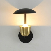 Trumpet Wall Lighting Modernist Metal 1 Bulb Sconce Light Fixture in Black and Gold/White and Gold