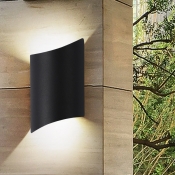 Black Half-Cylinder Sconce Modernism LED Metal Wall Mount Light Fixture in White/Warm Light