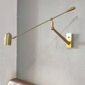 Tube Sconce Contemporary Metal 1 Bulb Wall Mount Light Fixture in Gold with Adjustable Arm