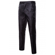Metrosexual Men's Classic Paisley Pattern Zip Placket Plain Jacquard Tuxedo Pants