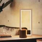 Rectangular Table Lamp Minimalist Acrylic LED White Reading Book Light, White/Warm Light
