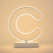 C-Shape Reading Book Light Modernist Acrylic LED White Nightstand Lamp in White/Warm Light