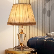 Urn Shape Crystal Nightstand Lamp Retro Single Bulb Bedroom Table Light in Beige
